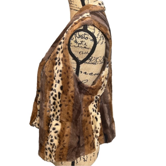 Kate Rosy Faux Fur Neutral Browns Vest sz Medium P - Picture 4 of 6